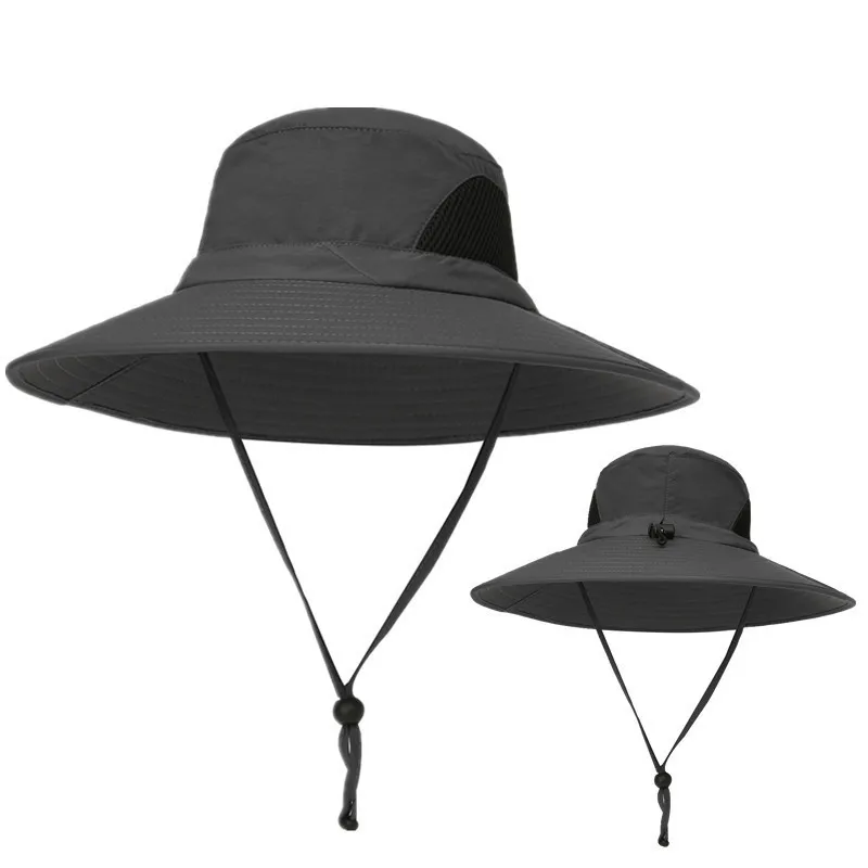Мужская и женская Солнцезащитная Водонепроницаемая шапка, складывающаяся дышащая Панама для пеших прогулок, рыбалки, сафари, пляжа, УФ-защита, Панама - Цвет: Dark Grey