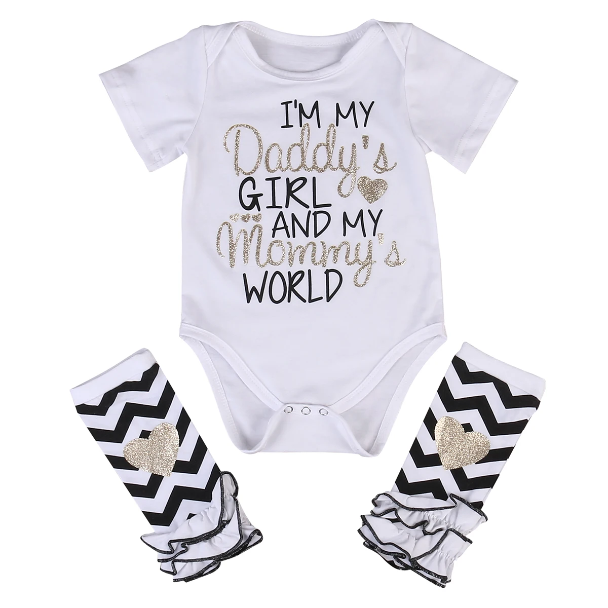 

2017 causal letter o-neck cotton shortsleeves Newborn Infant Baby Girls Outfits Set Bodysuit and Leggings Clothes