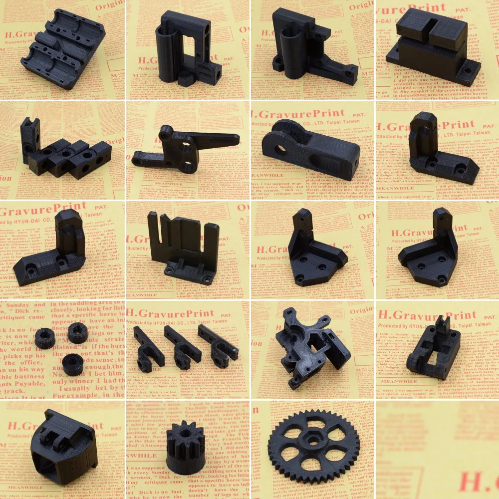  Free Shipping Reprap Prusa Mendel i3 Rework 3D Printer Black Color PLA Plastic Parts KIT 3D Printer Accessories Wholesale 