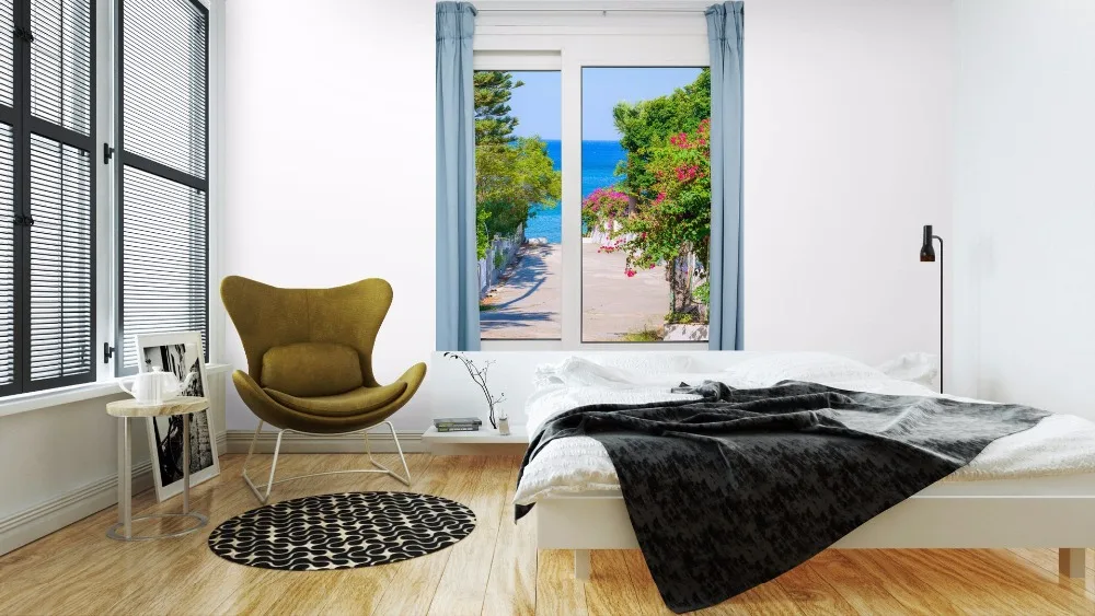 3D железное окно солнечные деревья наклейка на стену художественная фотография