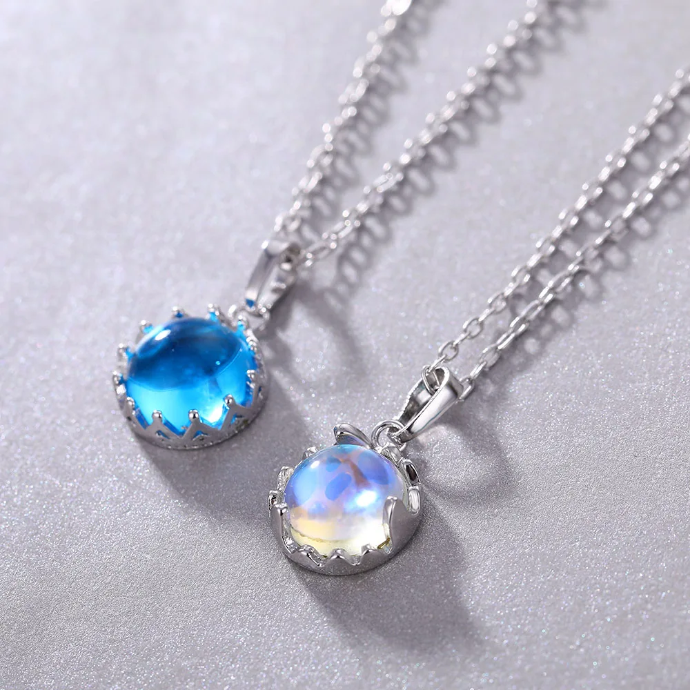 

IPARAM Gradient blue aurora necklace female silver round clavicle chain neck necklace fashion jewelry party jewelry