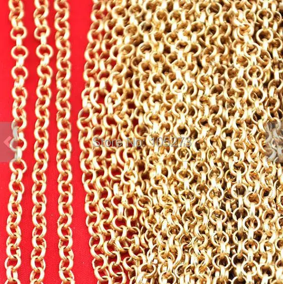 

16ft 5 Meters Of 4.6mm Round Gold Plated Cable Link Chain - Wholesale DIY Accessory Jewelry Making