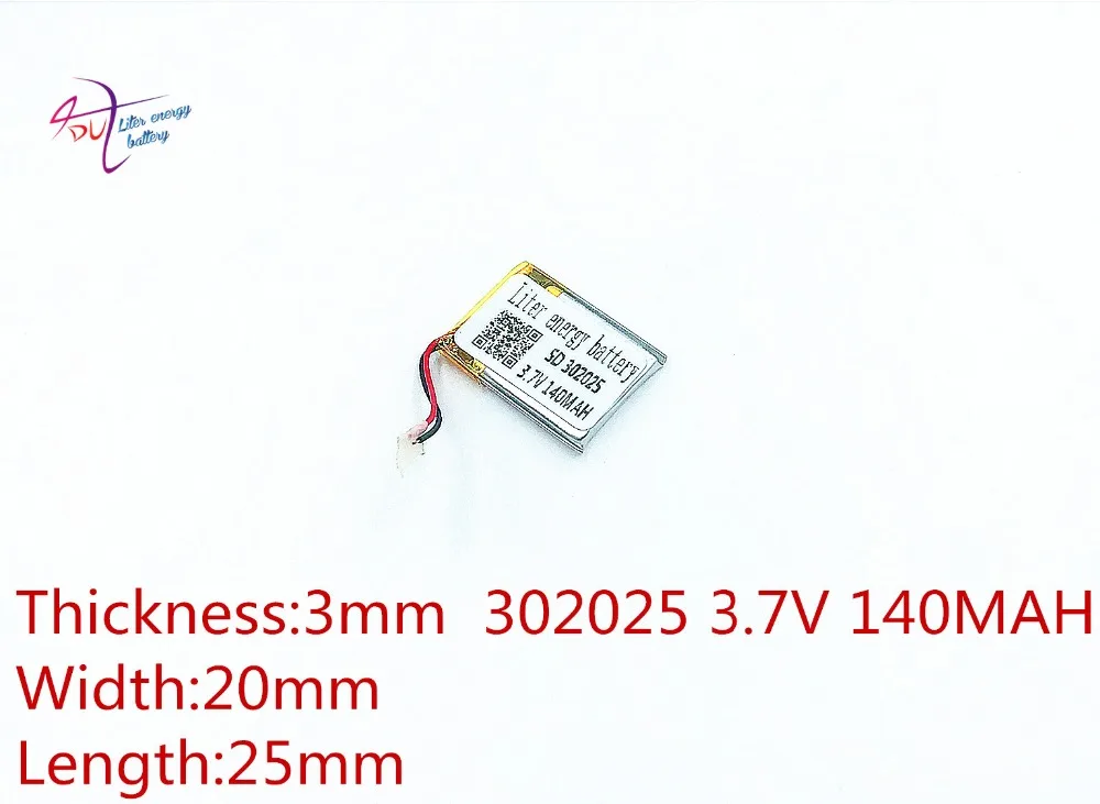 

Liter energy battery 3.7V 140mAH 302025 PLIB polymer lithium ion / Li-ion battery for smart watch mp3 mp4