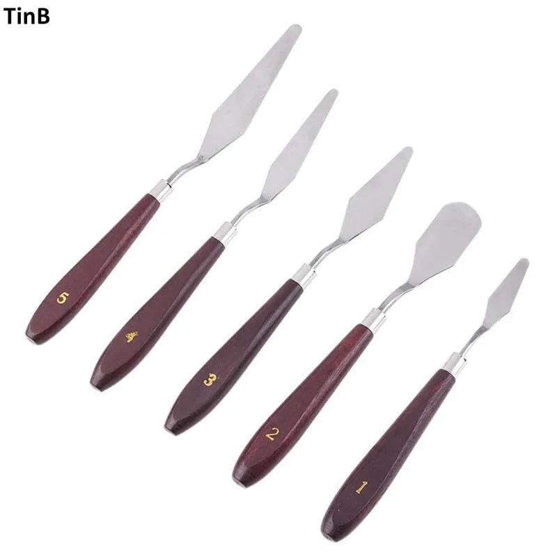 

5pc Professional Stainless Steel Cake Spatula Palette Knife Painting Mixing Scraper Set for Painting Palette Knife Kit Paint Art