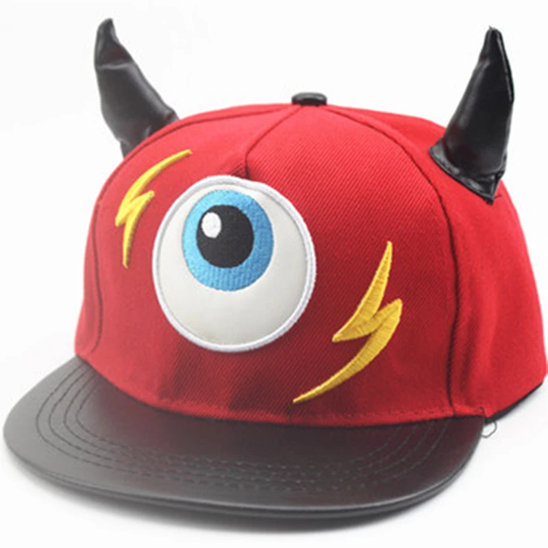 Мода для мальчиков и девочек Bone Gorras Snapback Lightning Маленький Дьявол Рога глаз хип хоп