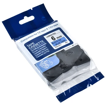 

Cidy 100pcs/lot 6mm*8m Tze 511 TZ 511 tze-511 Black on Blue Tze511 TZ511 tz-511 Label Ribbon Cassette For Brother Printers