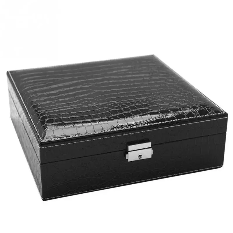 

Double-Layer PU Organizer Storage Case Lint Cosmetic Ring Jewelry Box With Lock