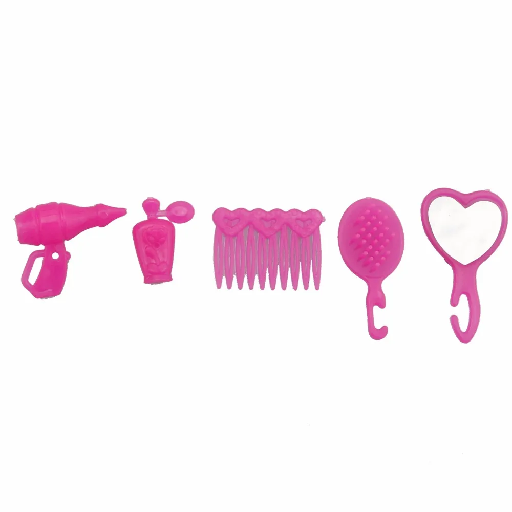 7 Pcs / Set Plastic Classical Dresser Table Chair House Bedroom Mirror Comb Furniture for Barbie Doll Accessories Baby Toys