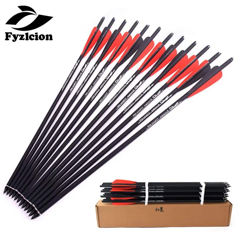 

12pcs Hunting Archery Bolts Crossbow Carbon Arrow 16/20 Inches Spine 400 For Recurve/composite bow Archery