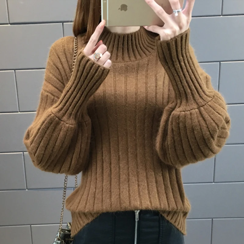 

Plus Size 3XL Winter Sweater 2018 Street Wear Warm Pullovers Loose Knitted Pullover Female Tops Solid Colors Long Sleeve Jumper