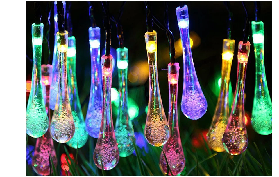 Christmas LED String Lights Solar Garland Water Drop Outdoor Waterproof Fairy Lights (13)