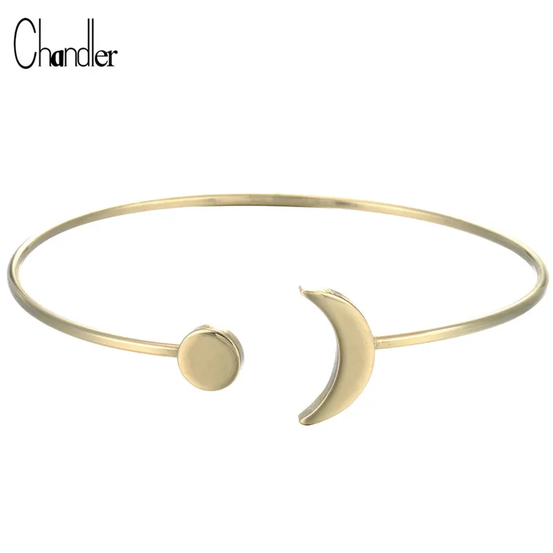 Gold Silver Plated Moon & Sun Shape Cuff Bracelet Bangle For Lady Party Prom Ornament Girls Friendship Gift Handmade Jewelry
