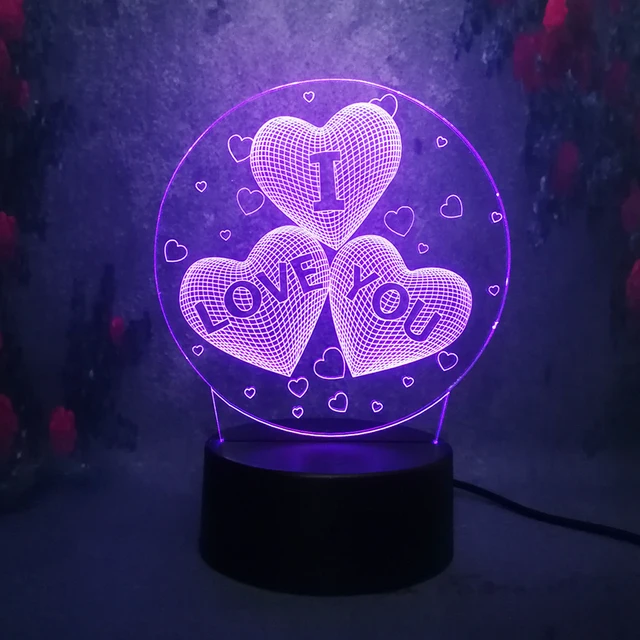 New LED Lamp Girl3D LOVE Balloons Heart Shape LED Night Light Romantic