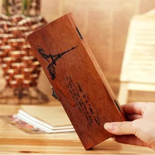 

Free ship!1lot=4pc!Solid wood vintage Eiffel Tower students writing pen pencil cases / storage box