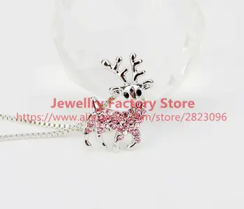 

300pcs/lot stylish Christmas gift three layers deer necklace lady silver color crystal necklace wholesale good price choker