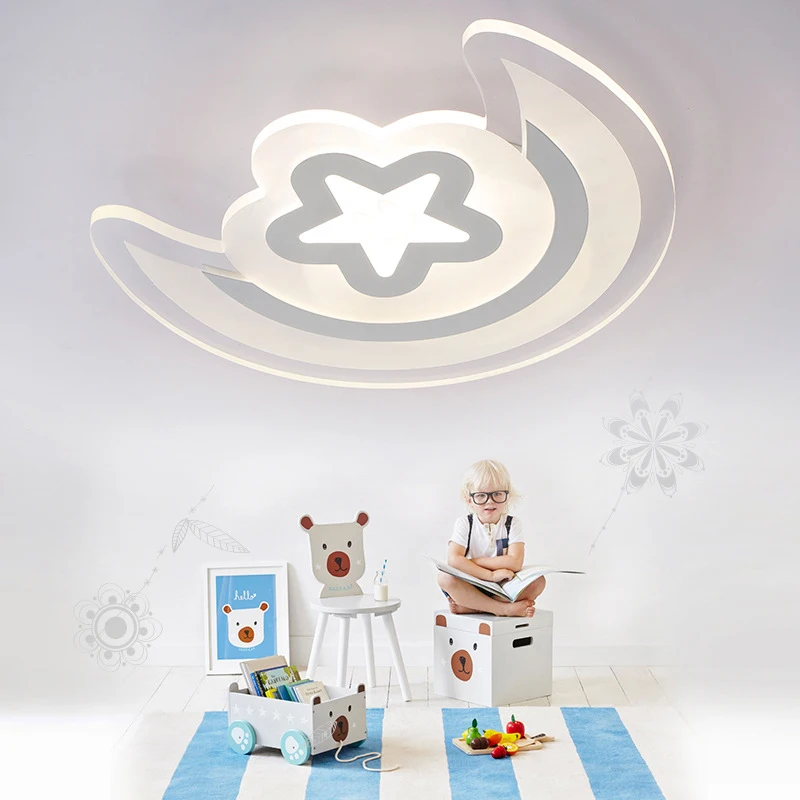 

[DBF]LED Ceiling Light Modern Lamp Panel Star Moon Lighting Fixture Children Bedroom Hall DimSurface Mount Remote Control Kids