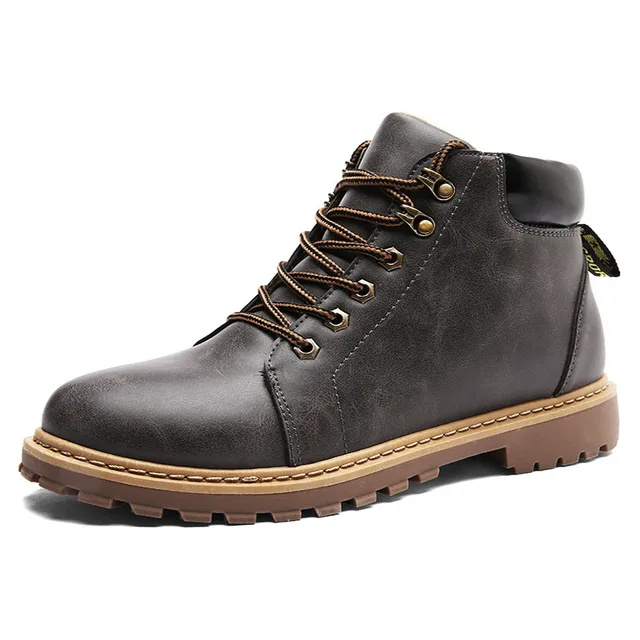 JKPUDUN Men Martin Boots Casual Leather Ankle Shoes Luxury Brand Italian Work Safety Boots For