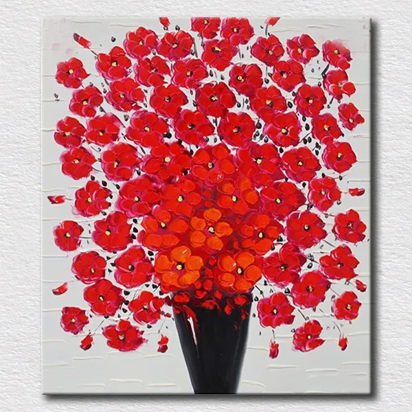 

Home Decoration Art Paintings Red Flowers Oil Painting on Canvas Wall Pictures Pictures for Best Gift High Quality