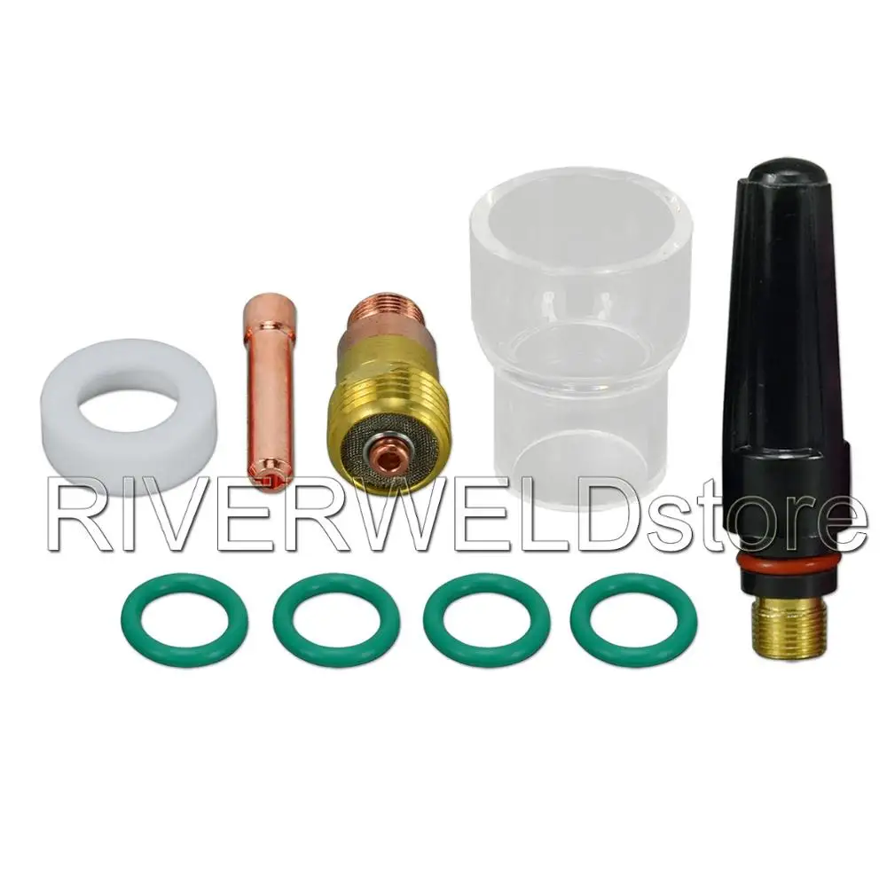 TIG короткая газовая линза цанговый корпус 3/32 &quotØ мм Цанга 10N24S #12 Pyrex комплект для
