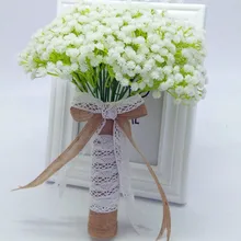 

2018 Bohemia Mini Babysbreath Wedding Bouquets With White Lace Ribbon Boho Artificial Flowers Bridal Accessories For Women