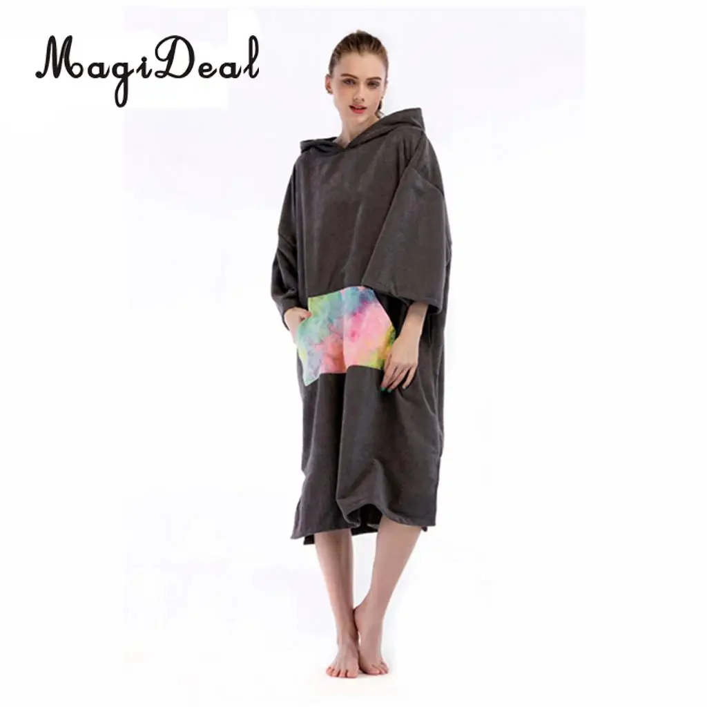 Surf Swim Changing Robe Bath Towel Outdoor Adult Water Absorbent Hooded Beach Poncho Towel Women Man Bathrobe Quick Dry Cover Up