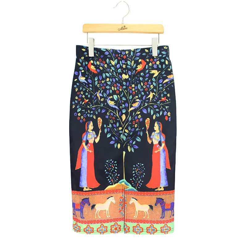 Знаменитая картина Печать Женская юбка Западная Мода Дизайн Дамы Одежда современные девушки вниз одежды