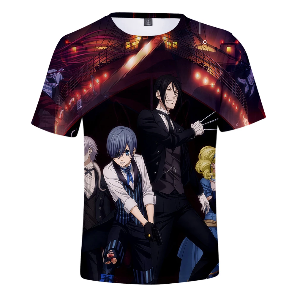 

3D t shirt Unisex Kuroshitsuji Anime Black Butler Sebastian Michaelis T Shirt Summer T-shirt Hip Hop Short Sleeve Tops