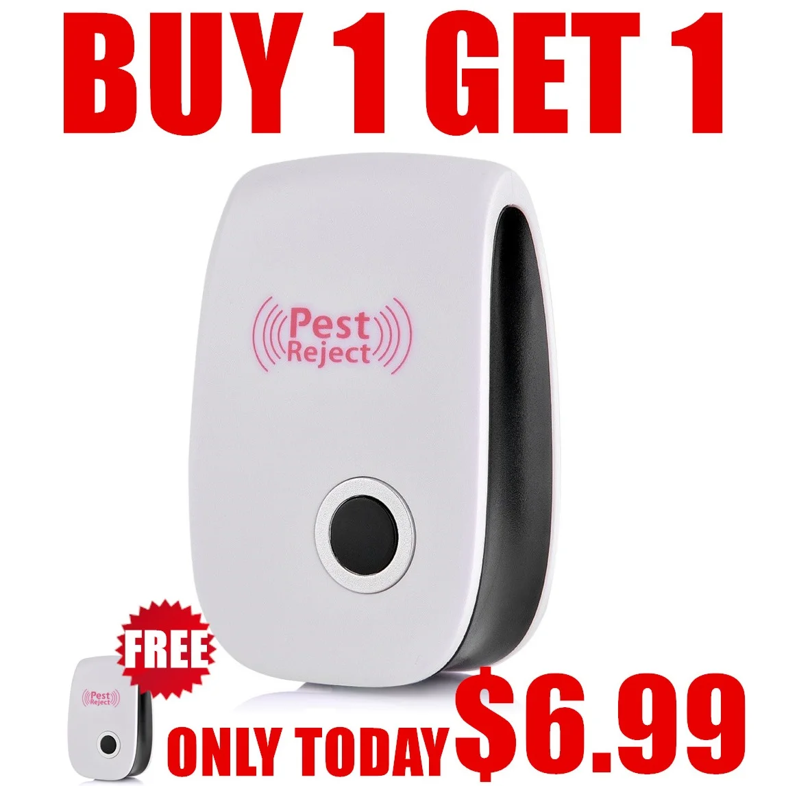 

BUY 1 GET 1 Enhanced Electronic Ultrasonic Anti Mosquito Insect Repeller Rat Mouse Cockroach Pest Reject Repellent EU/US Plug