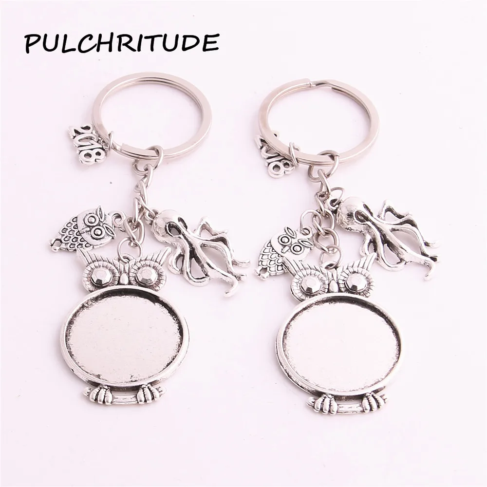 Pulchrode 3 шт. подходит для круглых 18*25 мм кабошон диа сова животное кошка Дракон пчела медведь подвеска в виде ключа цепи Diy ювелирных изделий c1938