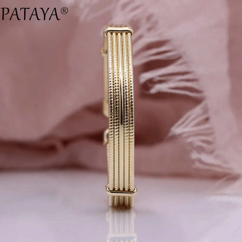 PATAYA Новые блестящие спиральные женские браслеты, 585 розовое золото, пять кругов, простой маленький браслет для девочек вечерние, подарок, хорошее модное ювелирное изделие