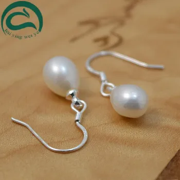 

2018 Fashion Natural Freshwater Pearl Drop Earrings Hot Selling 925 Sterling Silver Jewelry White Real Pearl Gift For Woman