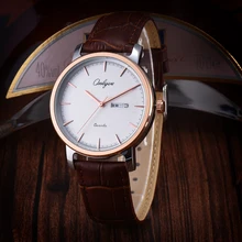 Onlyou Brand Quartz Wrist Watches For Men Calfskin Leather Watch Analog Date Display 30M Waterproof Men’s Watch 81019