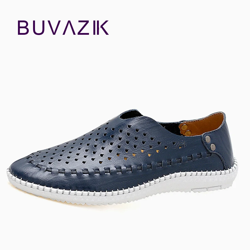 

BUVAZIK casual shoes men beach leather bean shoe 2018 new cave breathable soft-sole loafers