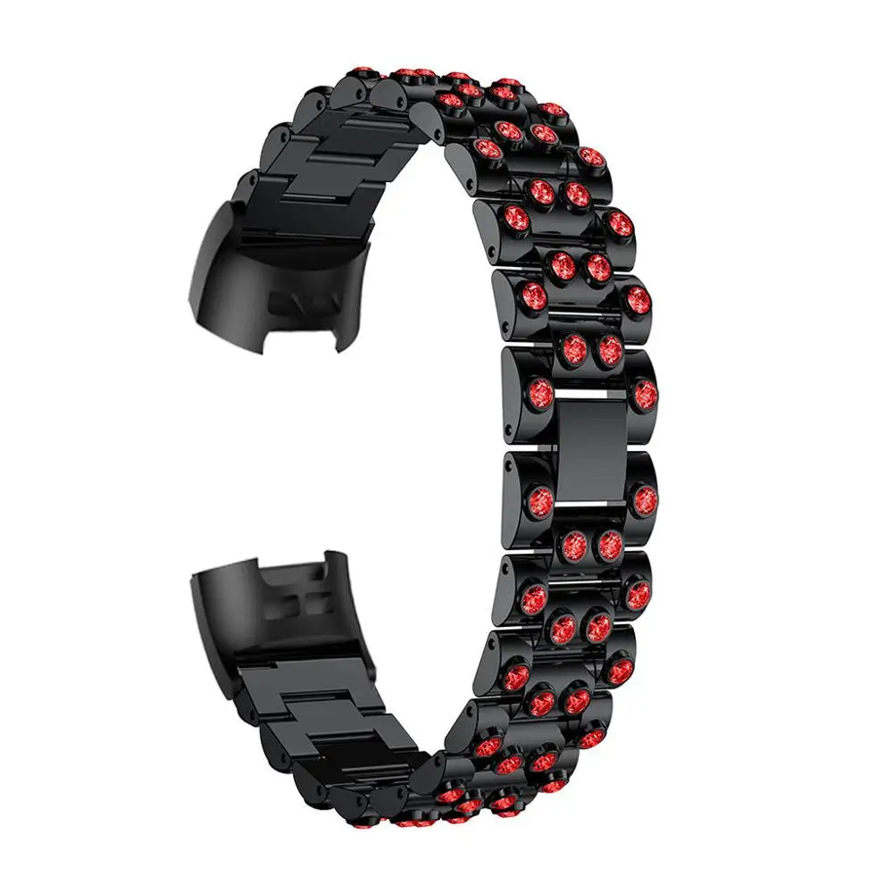 Black Red 2в1 COMLYO браслет из нержавеющей стали для Fitbit Charge 3 Band Смарт-часы ремешок, Защитная пленка для Fitbit Charge 3 Смарт-часы - Цвет: Black Red