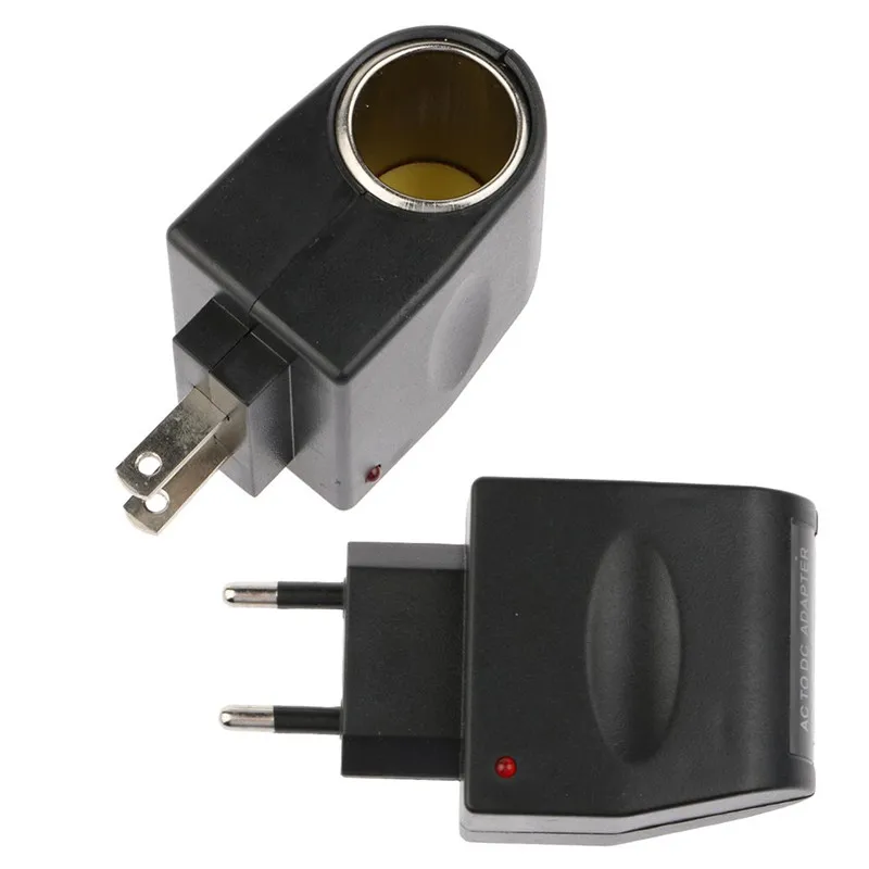 1 PC Black Universal AC to DC Car Cigarette Lighter Socket Adapter US/EU Plugin Mobile Phone