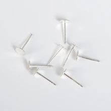 925 пробы Серебряные серьги настройки 3/4/5/6 мм Пустой Круглый базовые кабошон серьги-гвоздики для ушей на плоской подошве основа сообщений чистого серебра серьги