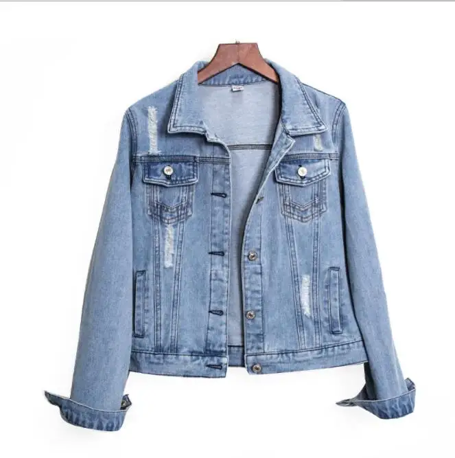 

Women Autumn Denim Short Jacket Vintage Streetwear Coat 2018 Female Jean Jacket Blue Long Sleeve Pockets Fashion Jackets Outwear
