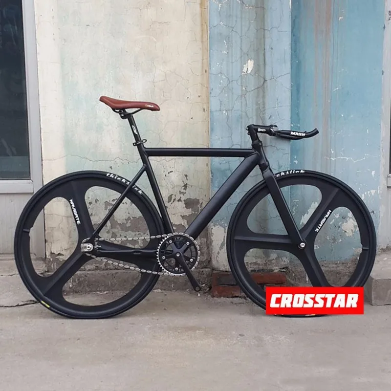 Top Fixed Gear Bike Fixie frame 53cm 55cm 58cm  DIY 700C Muscular Aluminum alloy Bike Track Bike Bicycle wiith 3 Spoke wheel rim 2