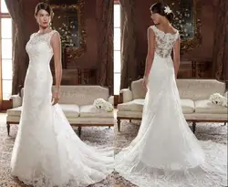 2016 элегантный свадебные русалка платья длиной до пола с аппликации крышки-рукав рукавов суд поезд свадебные платья HU150