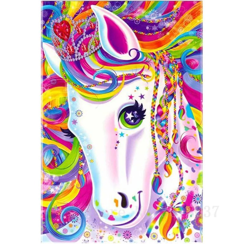 

Diamant Diy 5D Diamond Painting Cross Stitch Multicolored White Horse Needlework Diamond Embroidery Full Diamond Decorative Kits