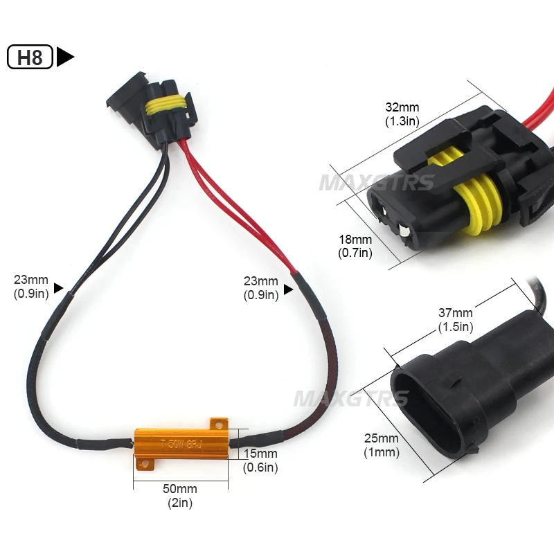 2x H1 H3 H4 H7 H8 H11 9005 9006 светодиодный противотуманный свет DRL светодиодные лампы для Авто Canbus 50 вт нагрузки проводка резистора CAN-шина с компенсатором помех ошибок декодеров