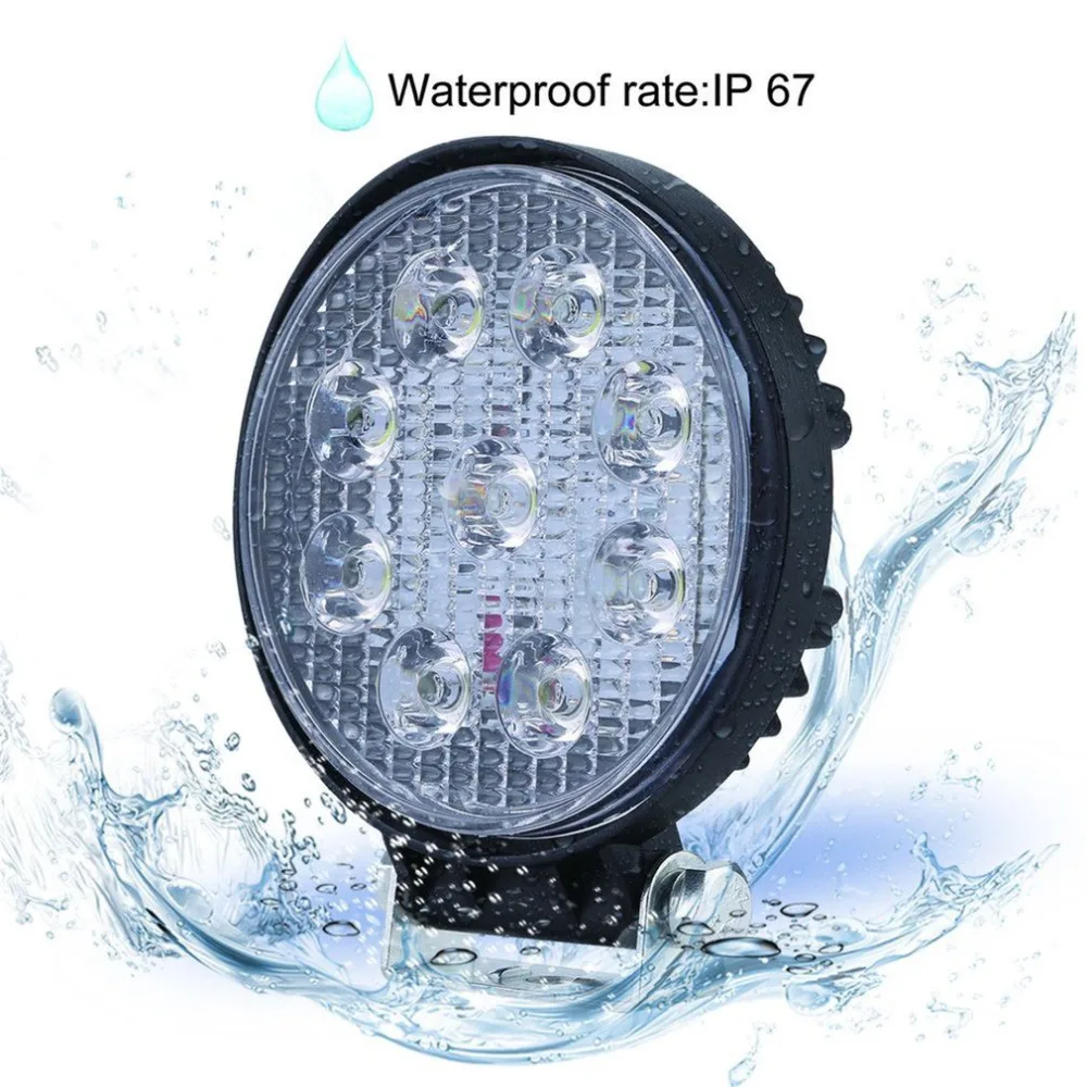 

27W OutdoorFlood Beam Led Bulbs Floodlight Headlight Work Lamp Portable Round Lamp For Boat Tractor Truck Off-Road Cars
