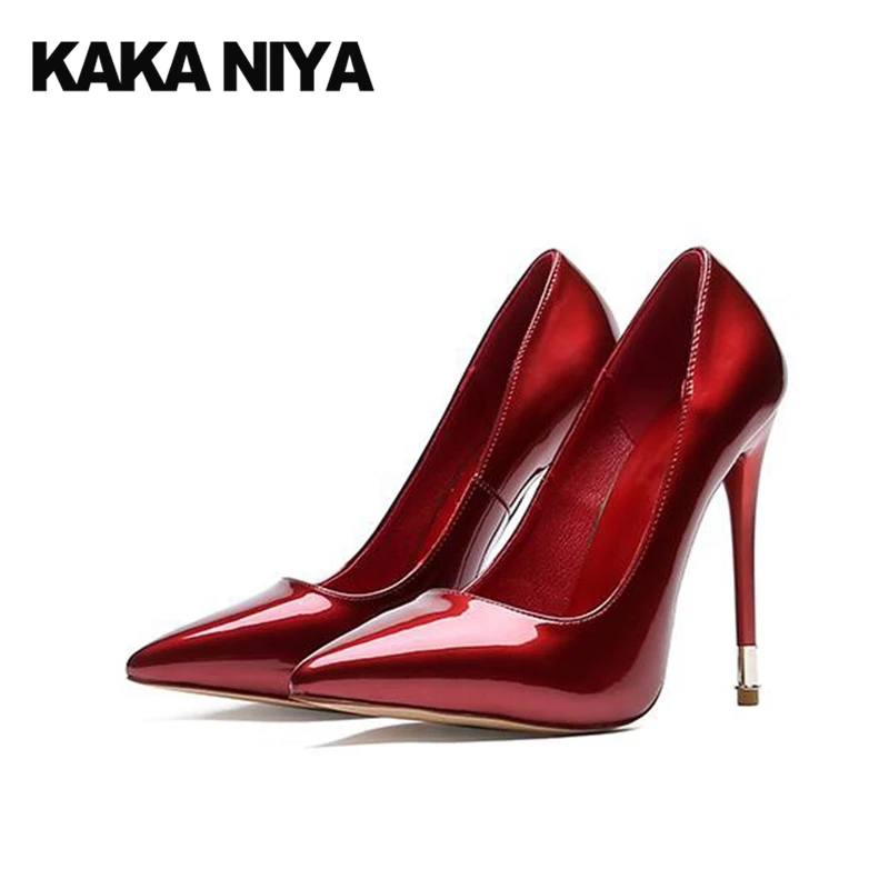 

Famous Scarpin Pointed Toe Shoes Pumps Patent Leather 2017 Party Red Prom High Heels Super Size 4 34 Black Women Extreme Ultra