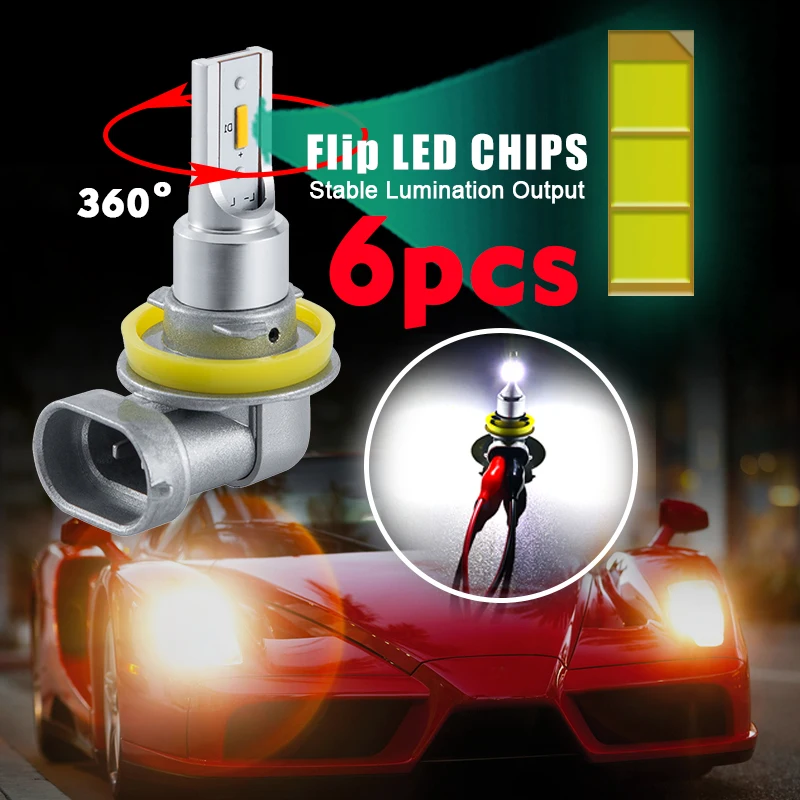 CNSUNNYLIGHT No Flicker LED Car H11H8 9005 9006 Head Front Fog Lights Error-Free 35W Bulb White HB3 HB4 H9 H16jp Auto Foglight (9)