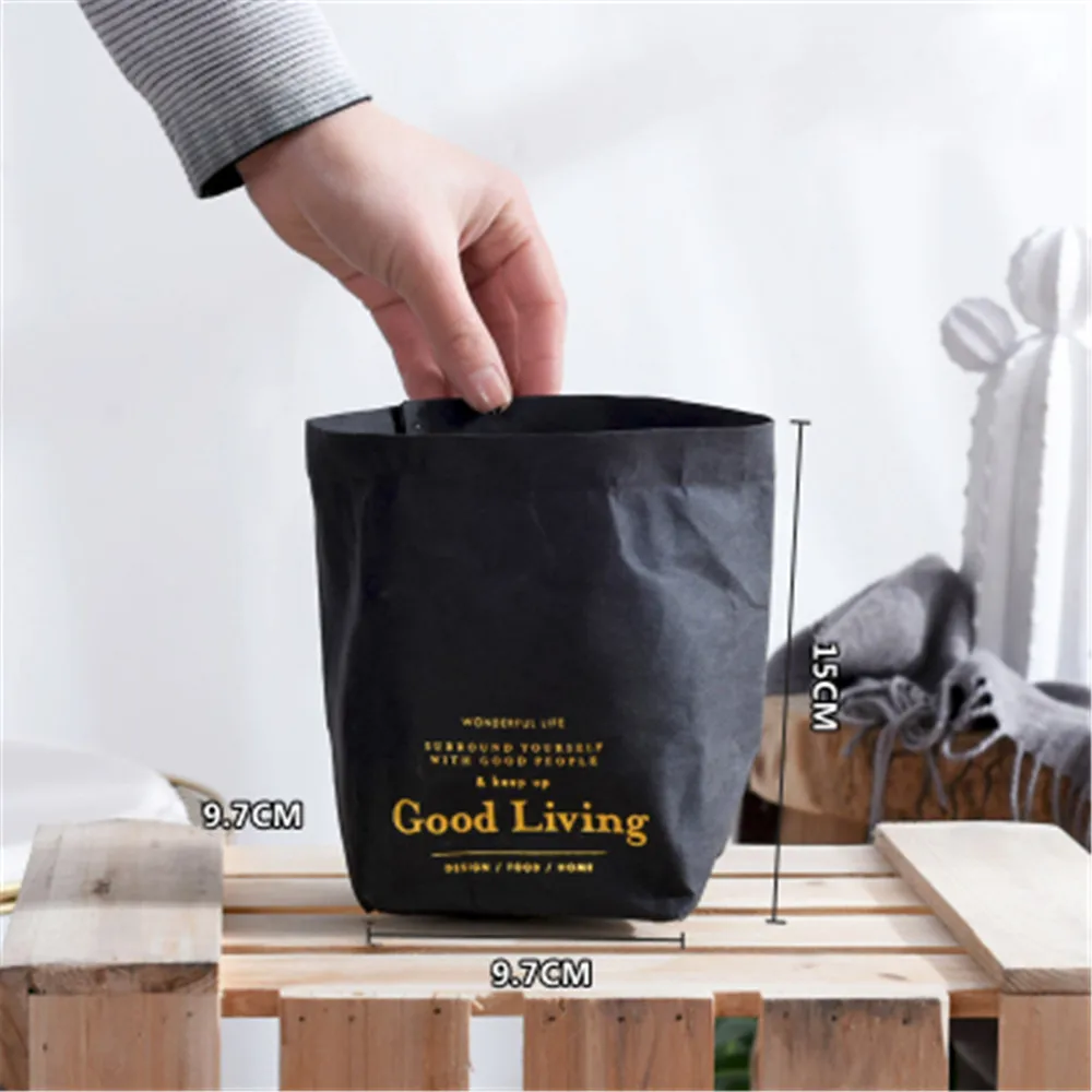 Нордический шик моющаяся сумка для хранения из крафт-бумаги золотой черный серый растительный цветок горшки для суккулентов растения бумажные мешки для хранения для дома - Цвет: 1