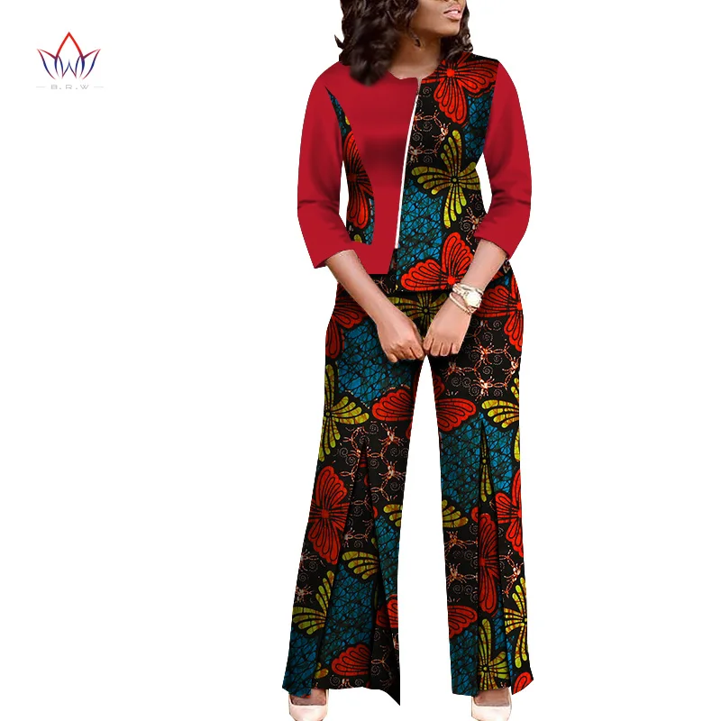 Дашики для женщин Африканский Базен riche летние африканские костюмы для женщин комплект из топа и штанов традиционная хлопковая одежда нет WY4116