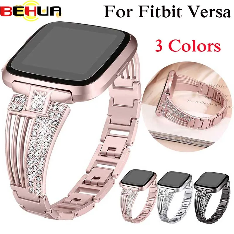 

Watch Band Stainless Steel for Fitbit Versa Replacement Watch Accessories Wristbands Straps Bracelet watch Strap with Rhinestone