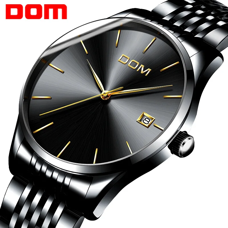 

watch men DOM Top Brand Luxury Quartz watch Casual quartz-watch stainless steel Mesh strap ultra thin clock male Relog M-11BK-1M