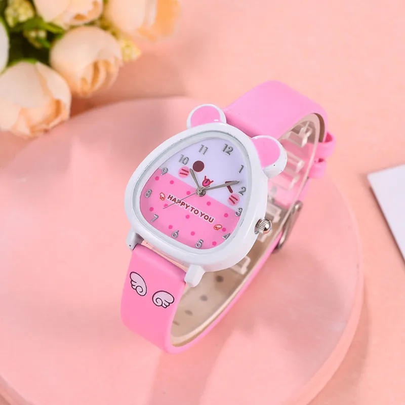 

New Brand Lovely Children Cat Wristwatch Girl Gift Analog Watch Leather Strap Student Cartoon Quartz-Watch Clock reloj de mujer