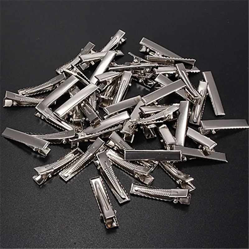 50Pcs Modish Flat Single Prong Alligator Clips DIY Barrette Teeth Hair